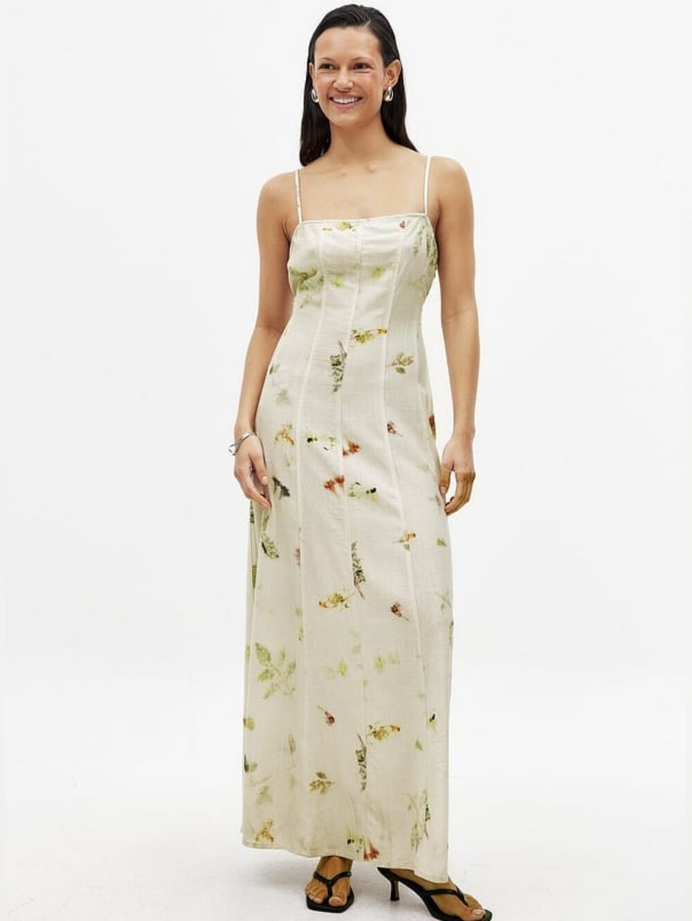 Na-kd Linen Blend Seam Detail Maxi Dress